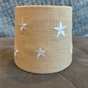Star Embroidered Tan Burlap Nightlight